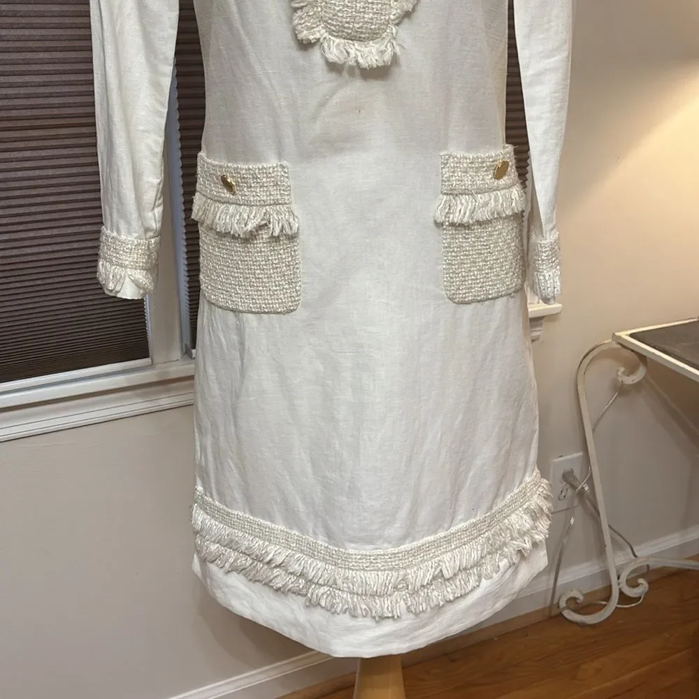 TORY BURCH Boho Cream Linen Blend
Dress Button Pockets Women's Size 2 - Picture 3 of 10